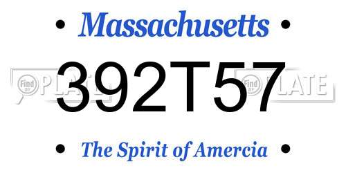 392T57 Massachusetts License Plate