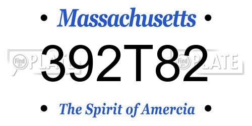 392T82 Massachusetts License Plate