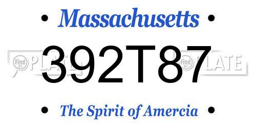392T87 Massachusetts License Plate