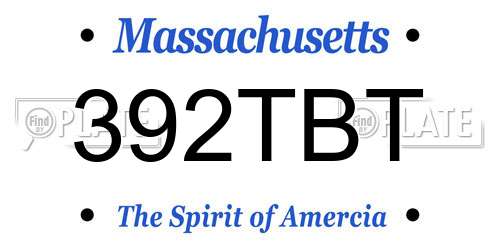 392TBT Massachusetts License Plate