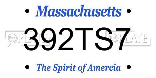 392TS7 Massachusetts License Plate