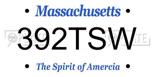 392TSW Massachusetts License Plate