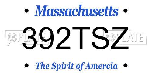 392TSZ Massachusetts License Plate