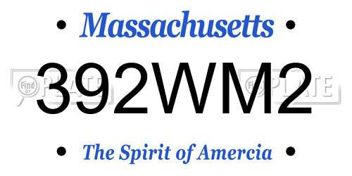 392WM2 Massachusetts License Plate