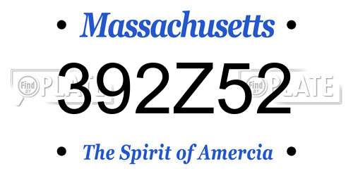 392Z52 Massachusetts License Plate