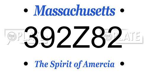 392Z82 Massachusetts License Plate
