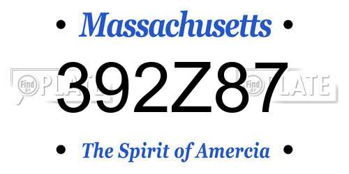 392Z87 Massachusetts License Plate