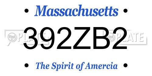 392ZB2 Massachusetts License Plate