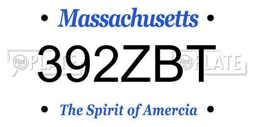392ZBT Massachusetts License Plate