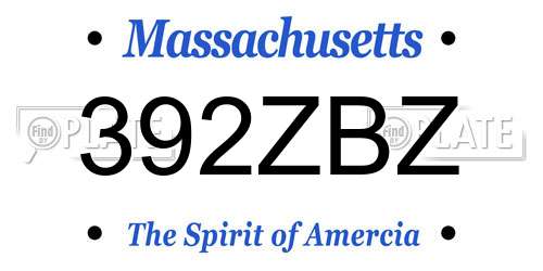 392ZBZ Massachusetts License Plate