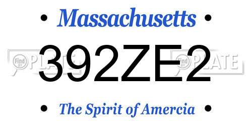 392ZE2 Massachusetts License Plate