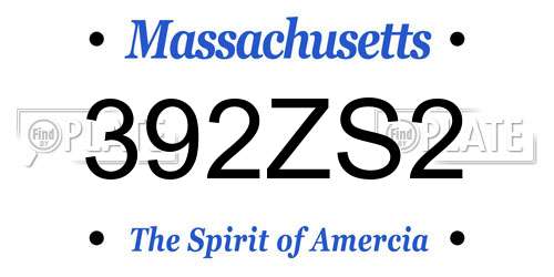 392ZS2 Massachusetts License Plate