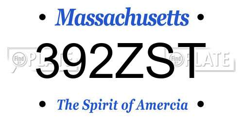 392ZST Massachusetts License Plate