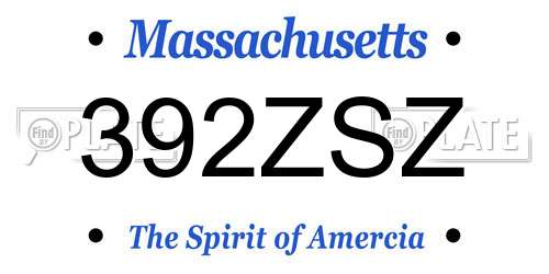 392ZSZ Massachusetts License Plate