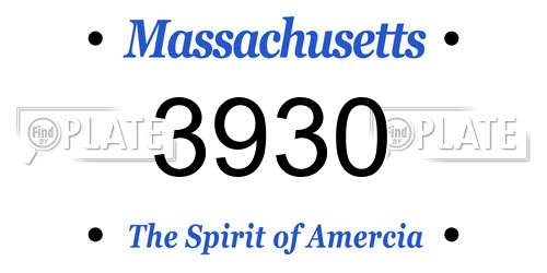 3930 Massachusetts License Plate