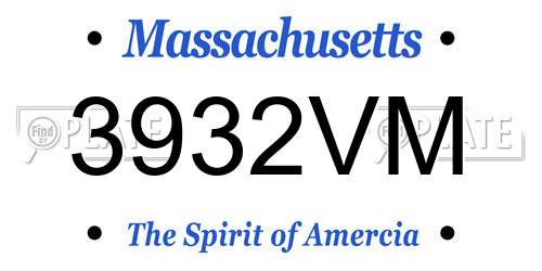 3932VM Massachusetts License Plate