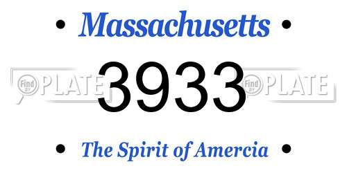 3933 Massachusetts License Plate