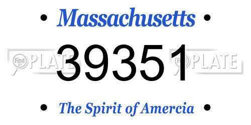 39351 Massachusetts License Plate