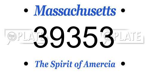 39353 Massachusetts License Plate