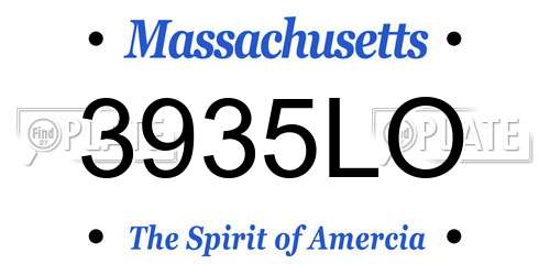 3935LO Massachusetts License Plate