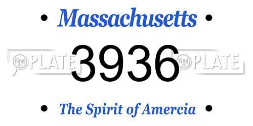 3936 Massachusetts License Plate