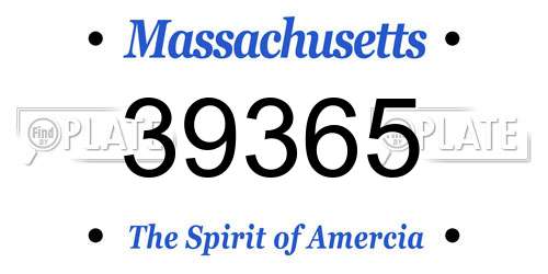 39365 Massachusetts License Plate