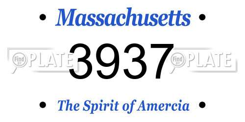 3937 Massachusetts License Plate