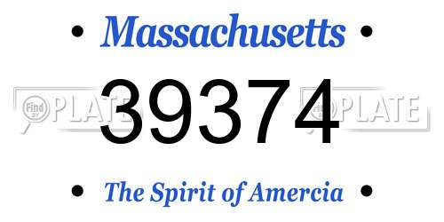 39374 Massachusetts License Plate