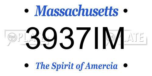 3937IM Massachusetts License Plate