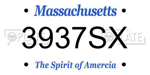 3937SX Massachusetts License Plate