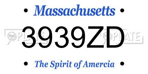 3939ZD Massachusetts License Plate