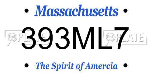 393ML7 Massachusetts License Plate