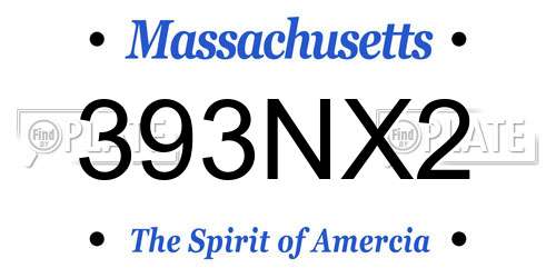 393NX2 Massachusetts License Plate