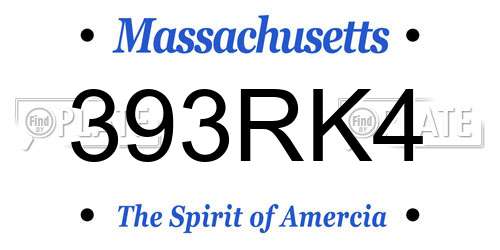 393RK4 Massachusetts License Plate