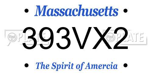 393VX2 Massachusetts License Plate