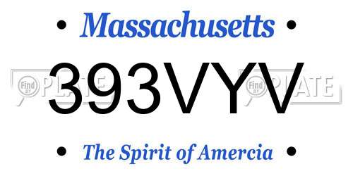 393VYV Massachusetts License Plate