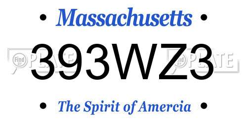 393WZ3 Massachusetts License Plate