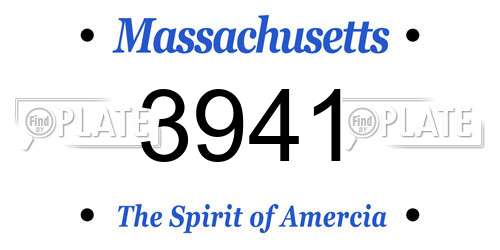 3941 Massachusetts License Plate