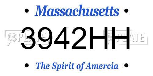 3942HH Massachusetts License Plate