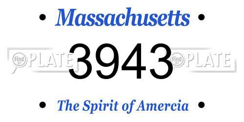 3943 Massachusetts License Plate