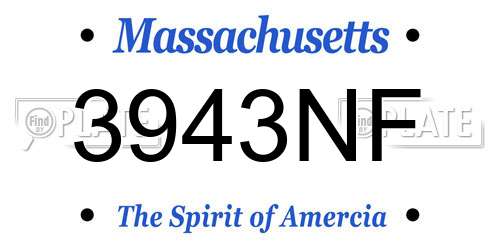 3943NF Massachusetts License Plate