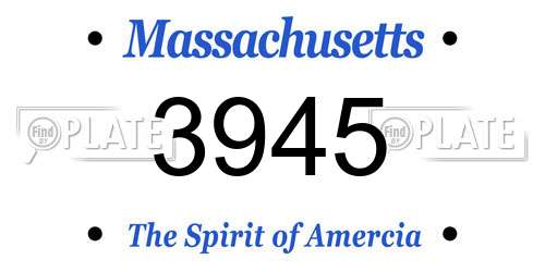 3945 Massachusetts License Plate