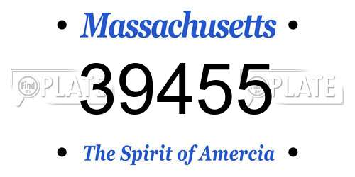 39455 Massachusetts License Plate