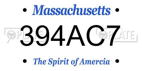394AC7 Massachusetts License Plate