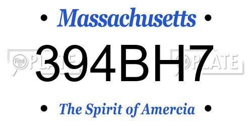 394BH7 Massachusetts License Plate