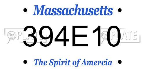 394E10 Massachusetts License Plate