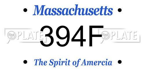 394F Massachusetts License Plate