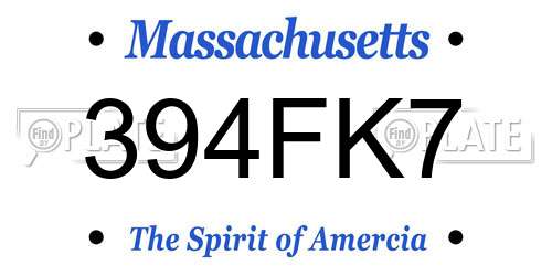 394FK7 Massachusetts License Plate