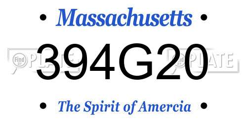 394G20 Massachusetts License Plate