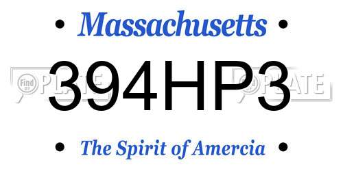 394HP3 Massachusetts License Plate